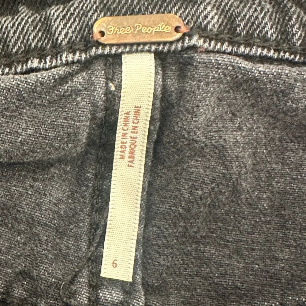 Free People Dark Gray Distressed Raw Hem Cotton Zipper Fly Mini Skirt Size 6
